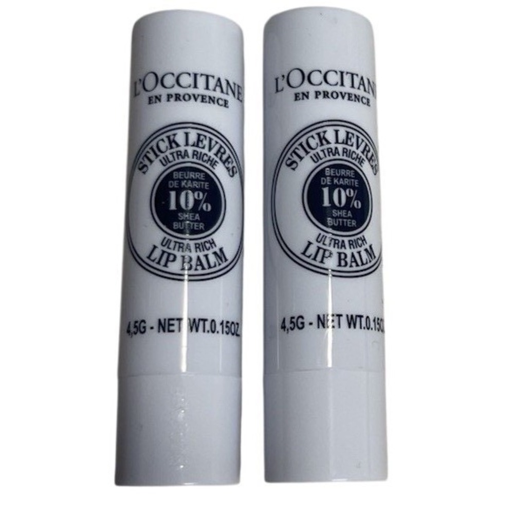 L'Occitane Ultra Rich Lip Balm 10% Shea Butter 4.5g Stick‎ Duo Set of 2 New